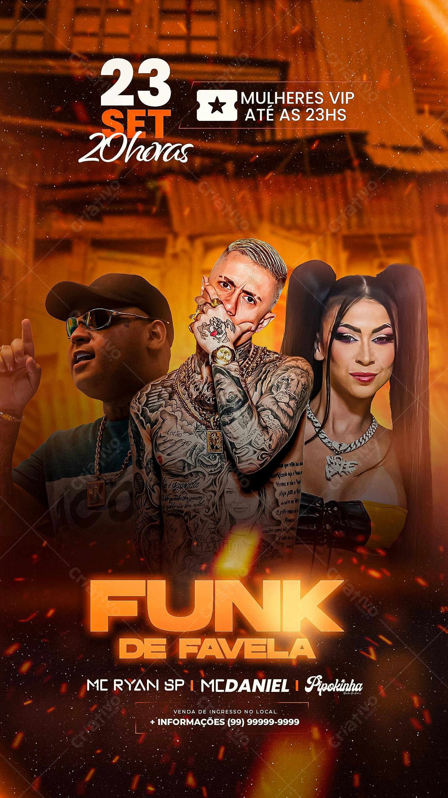 Flyer para Festa Funk de Favela PSD Editável