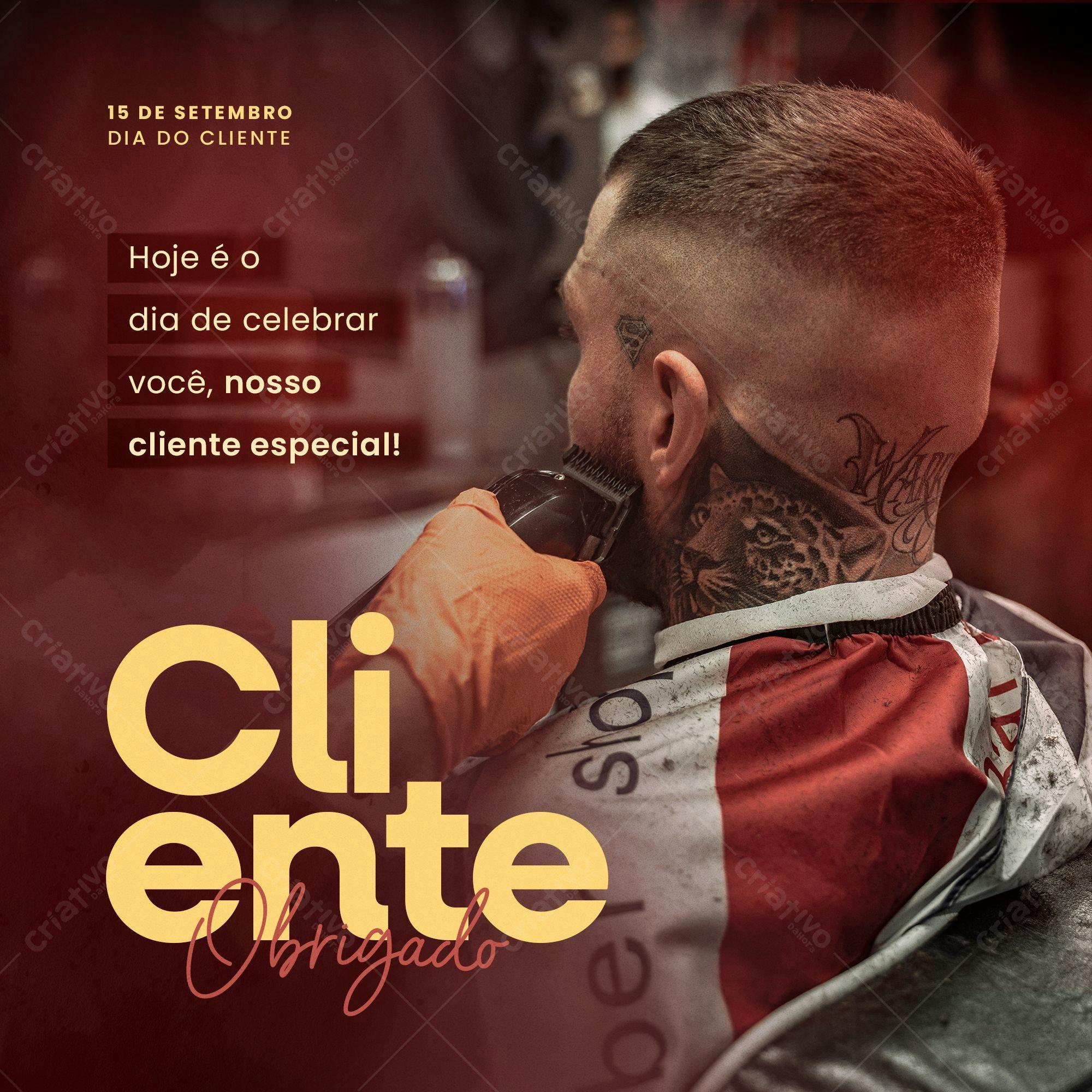 Post para Dia do Cliente Barbeiro PSD Editável