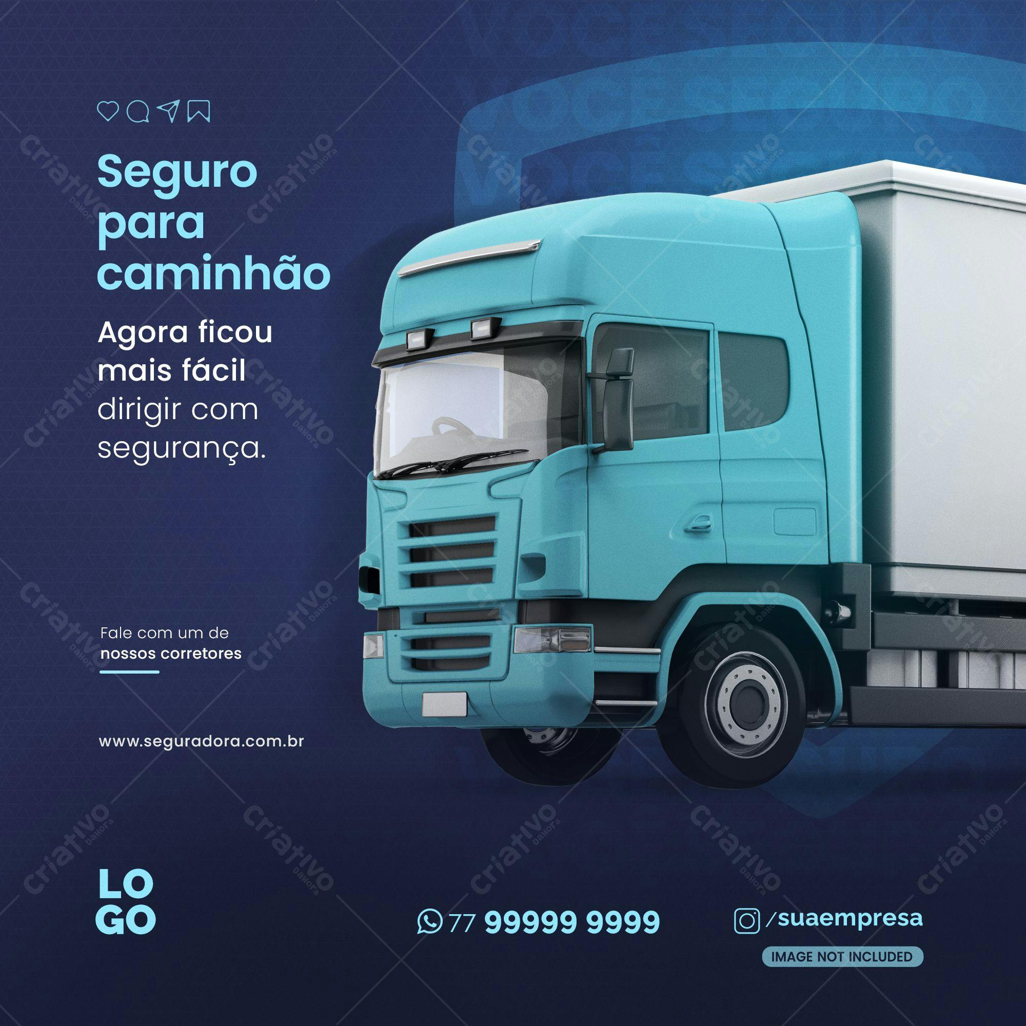 Mockup de Caminhão para Propaganda de Seguro PSD Editável