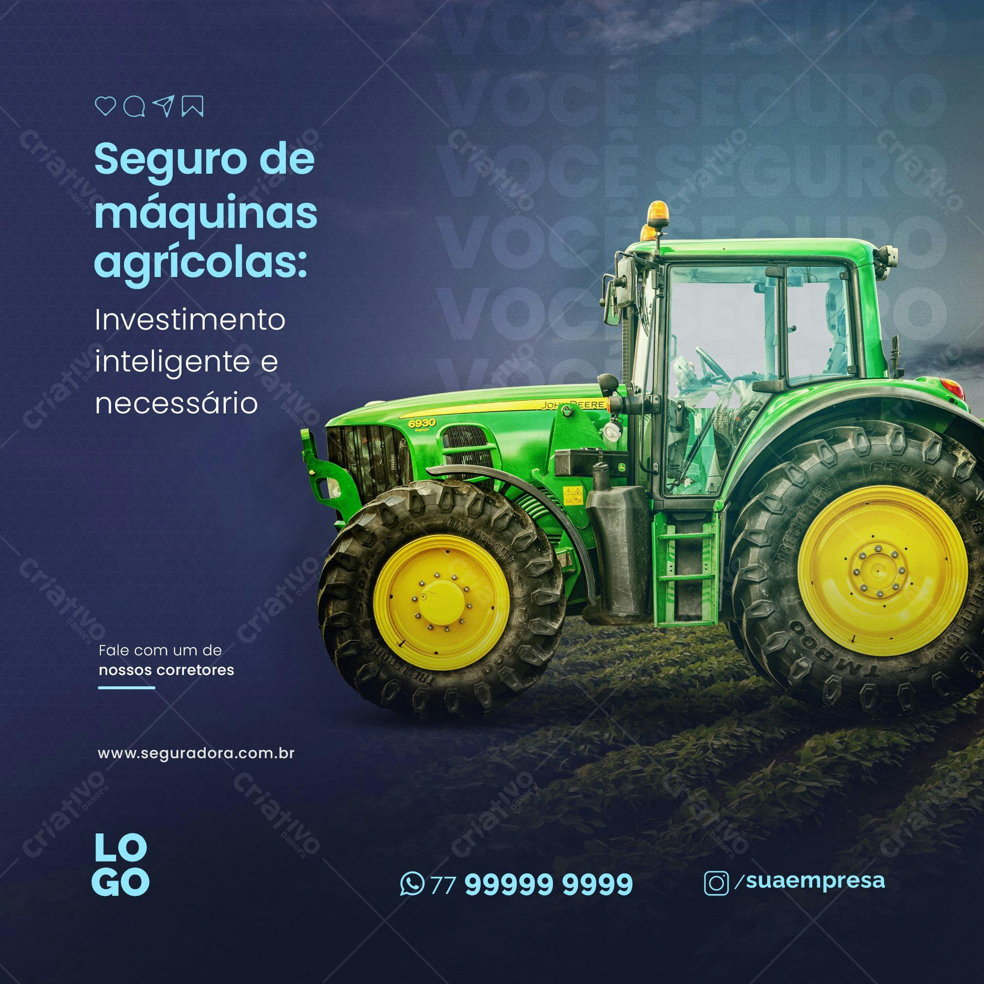 Post para Redes Sociais Seguro Máquinas Agrícolas PSD Editável