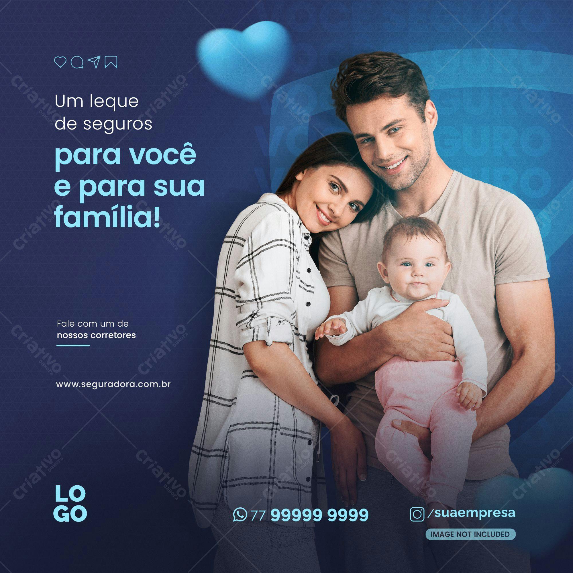 Post para Redes Sociais Família e Seguro PSD Editável