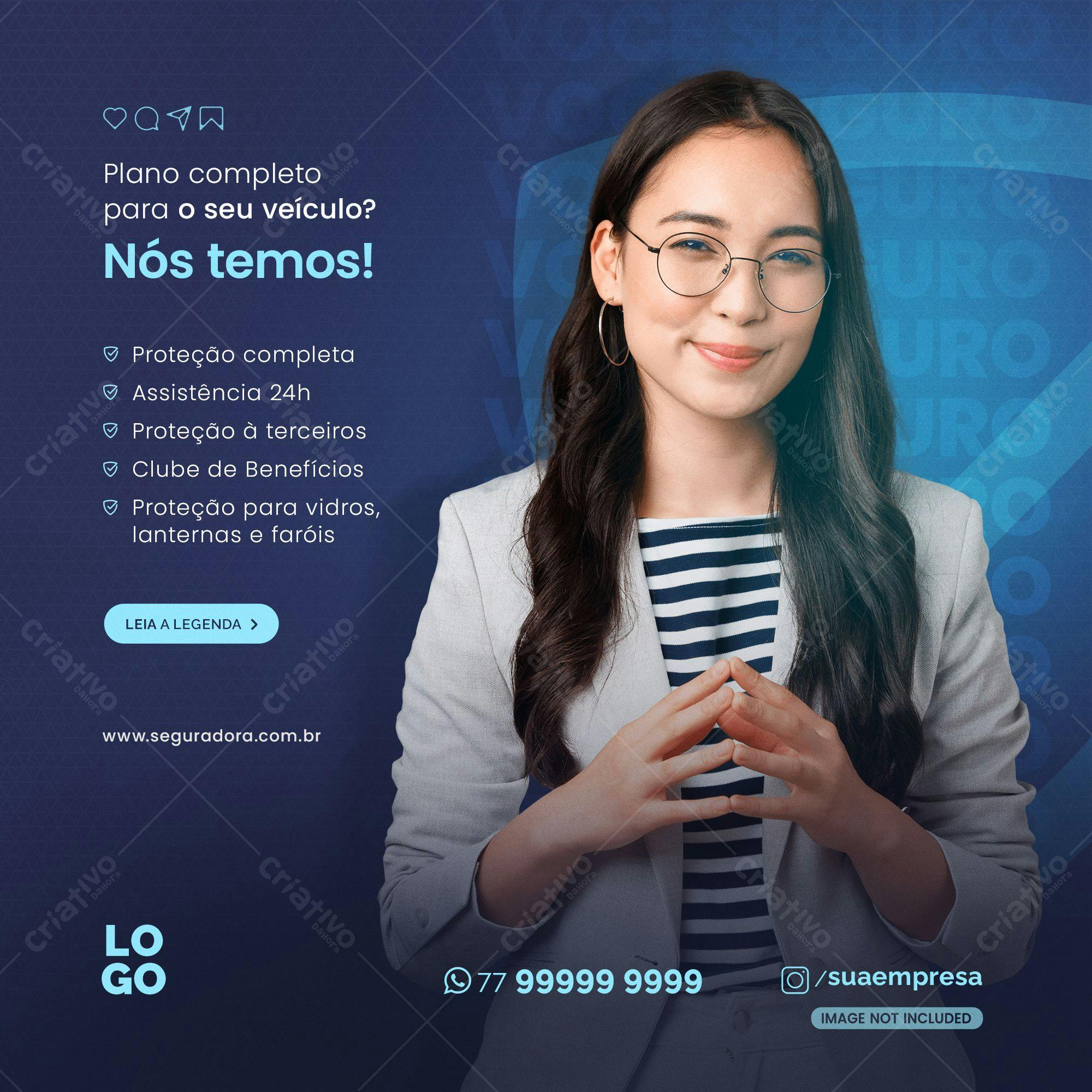 Post para Redes Sociais Seguro Auto PSD Editável