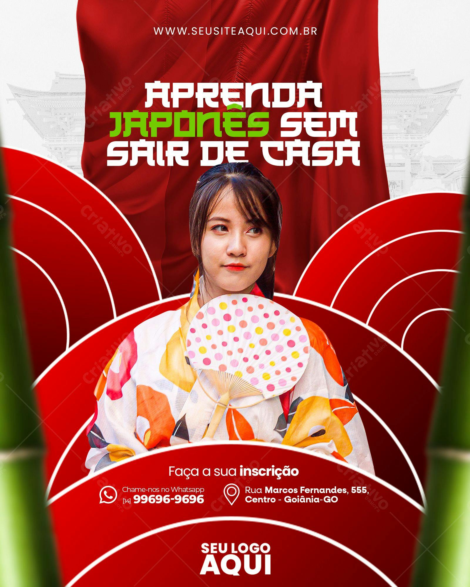 Flyer para Curso de Japonês Online PSD Editável