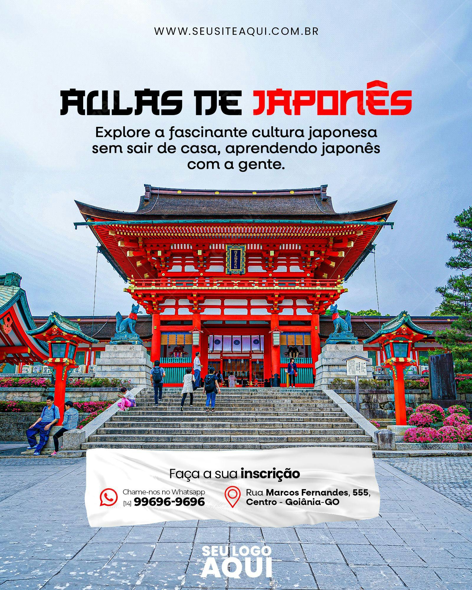 Post para Redes Sociais Aula de Japonês PSD Editável
