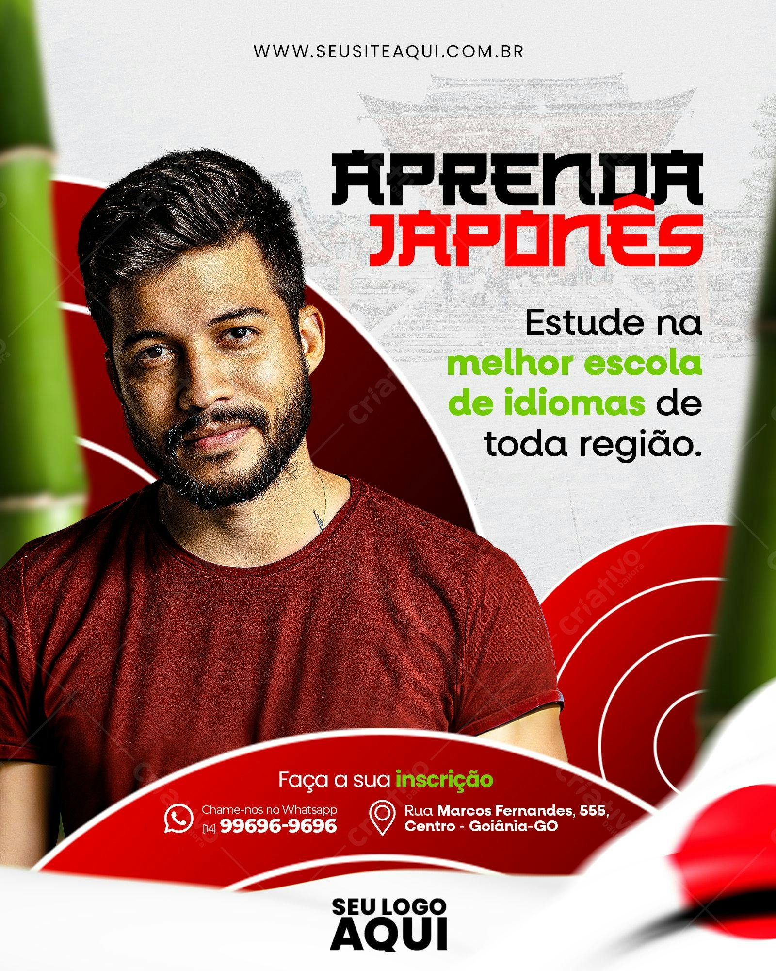 Flyer para Curso de Japonês PSD Editável