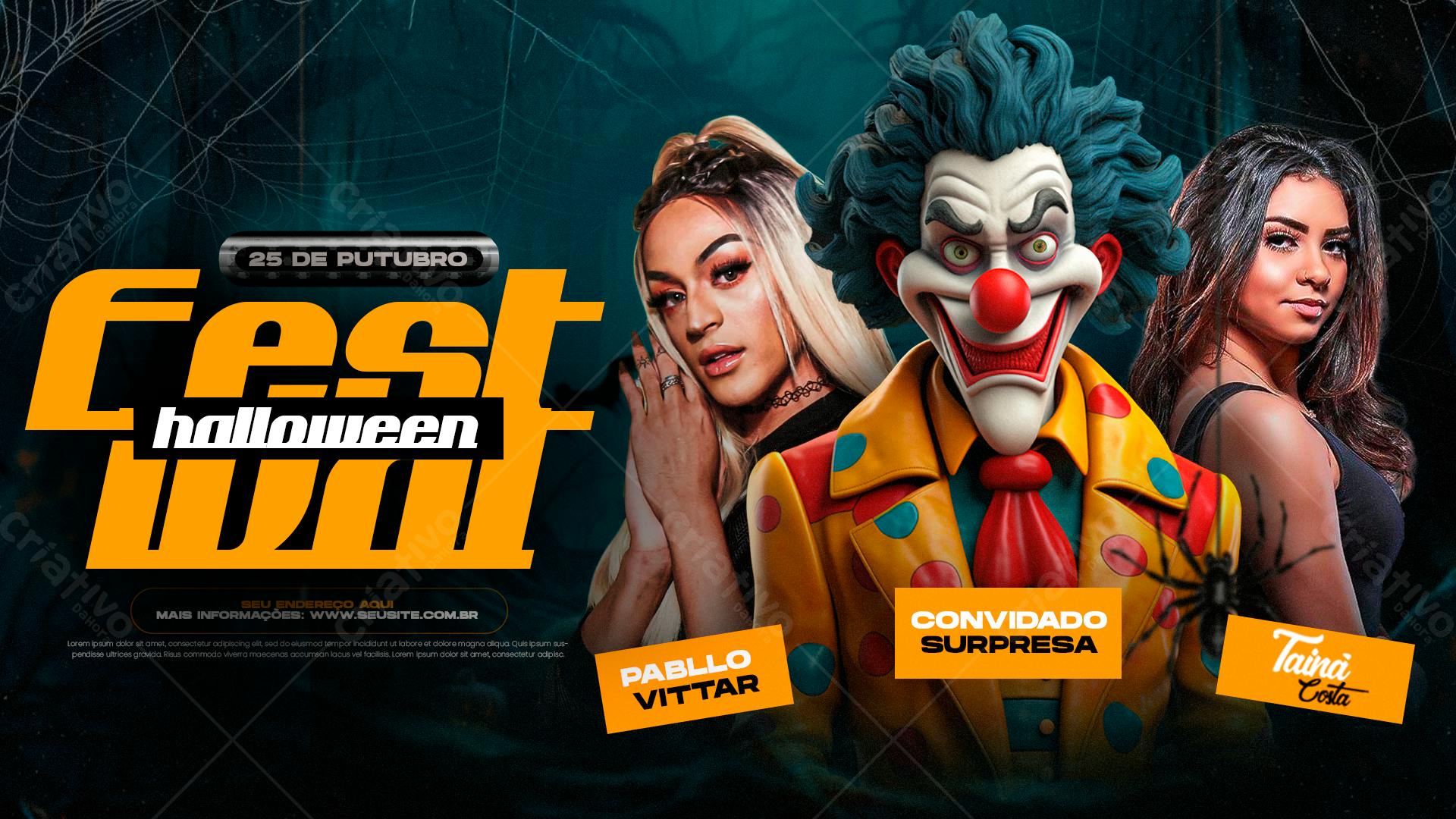 Flyer para Festa Halloween com Pabllo Vittar PSD Editável