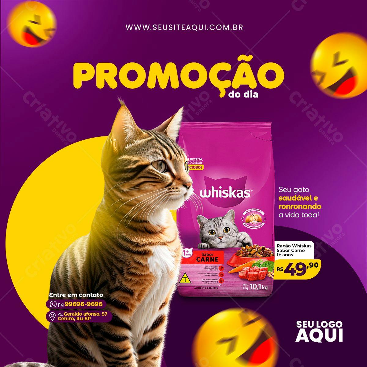 Banner Promoção Whiskas para Pet Shop PSD Editável