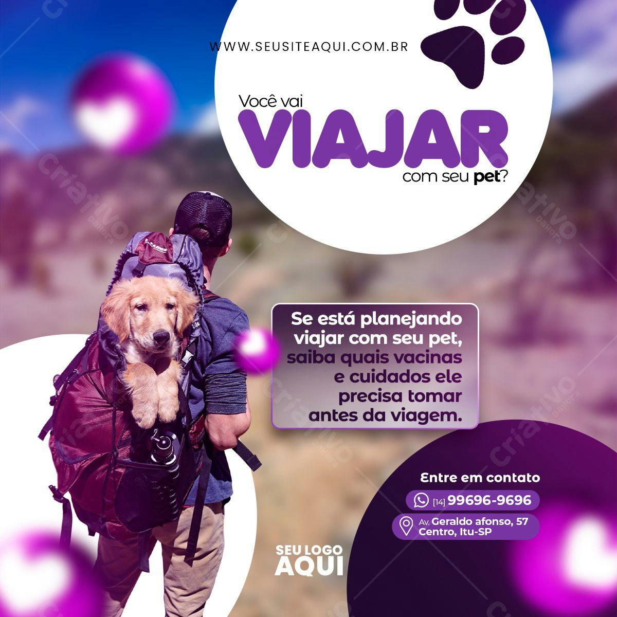 Flyer para Viagem com Pet PSD Editável