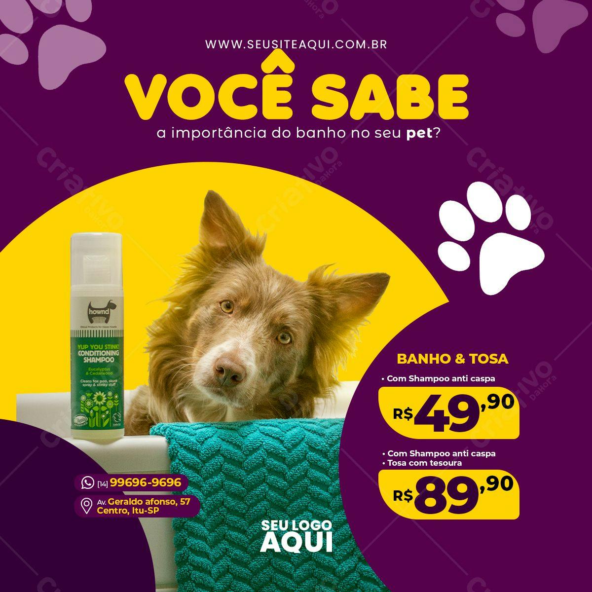 Post para Redes Sociais Pet Shop PSD Editável