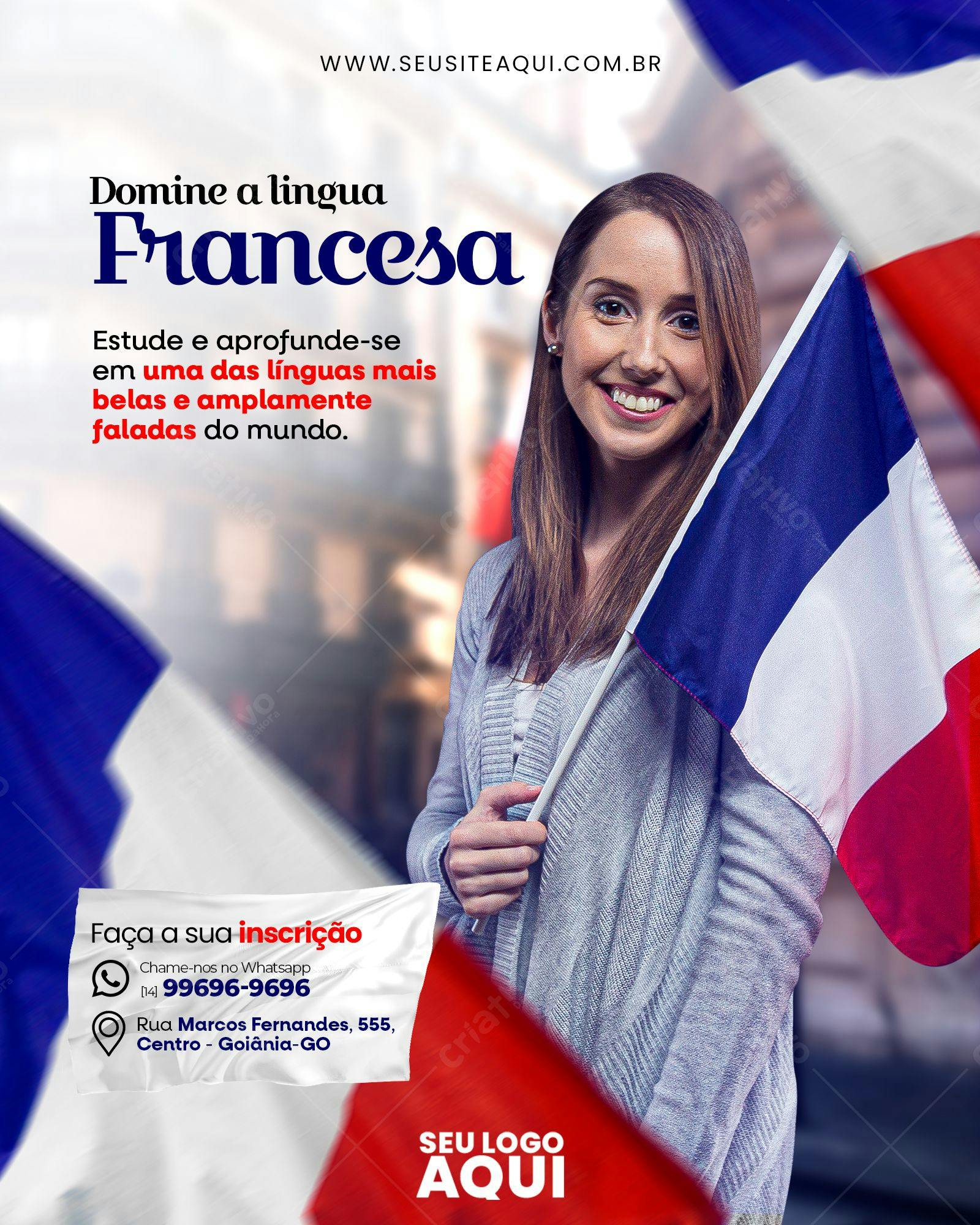 Banner para Curso de Francês PSD Editável