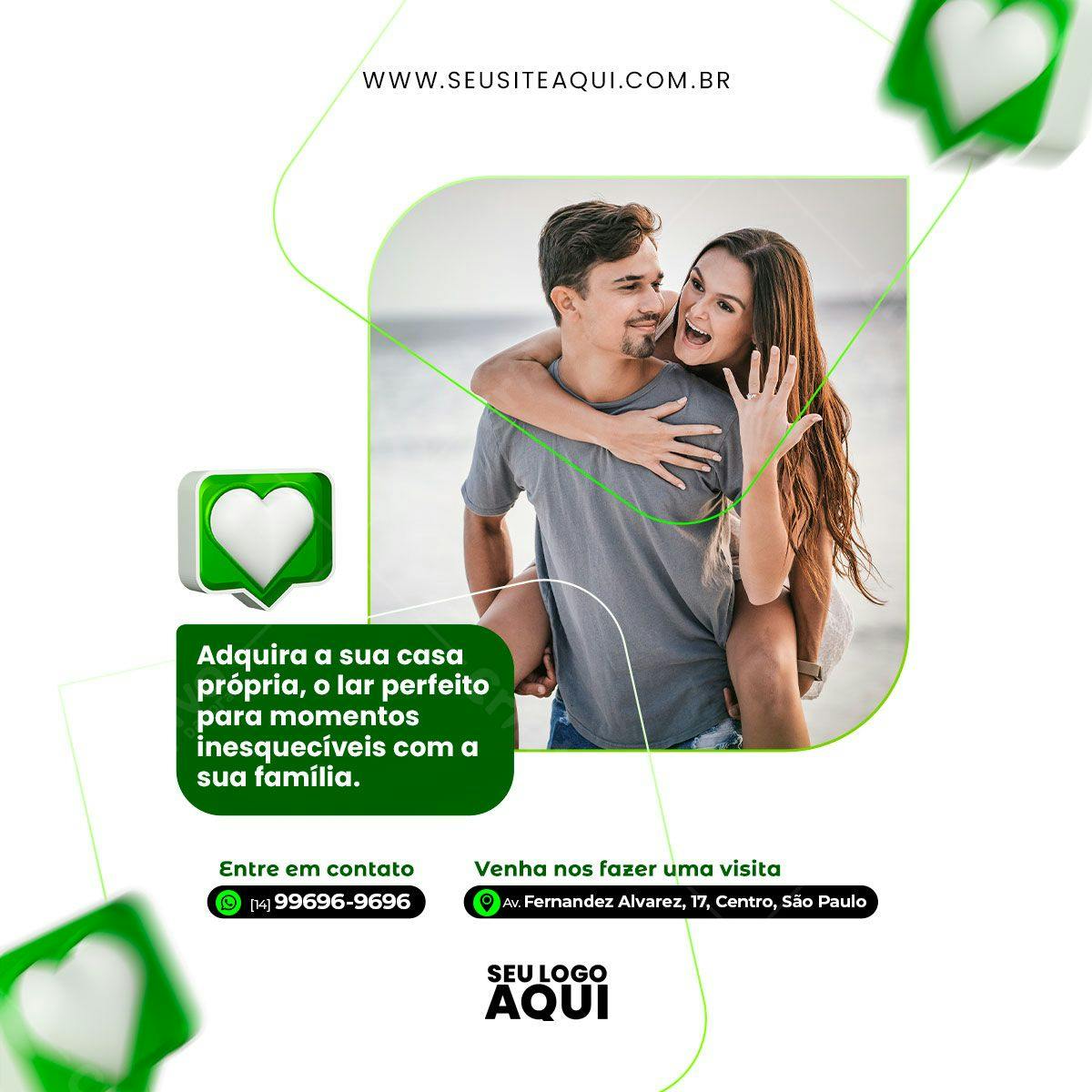 Post para Redes Sociais Imóveis Casal Noivo PSD Editável