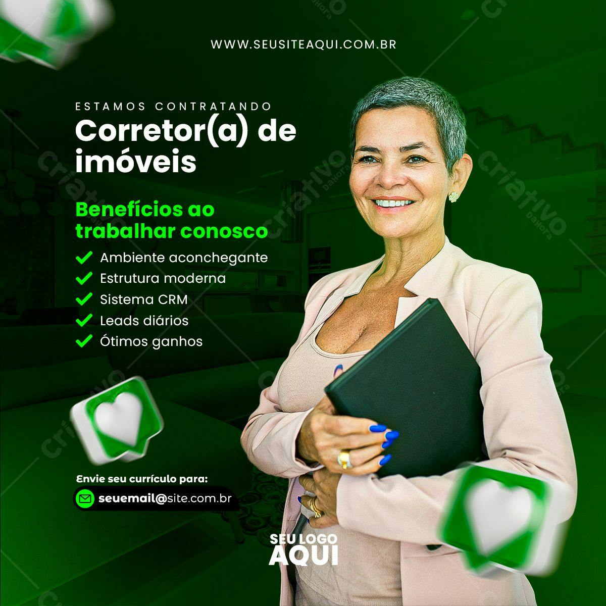Postagem Vagas Corretor Imobiliário PSD Editável