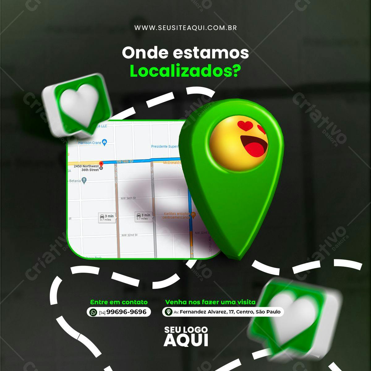 Localização Empresa no Mapa PSD Editável