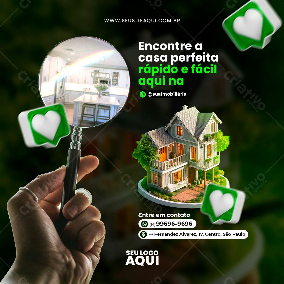 Post para Redes Sociais Imóveis PSD Editável