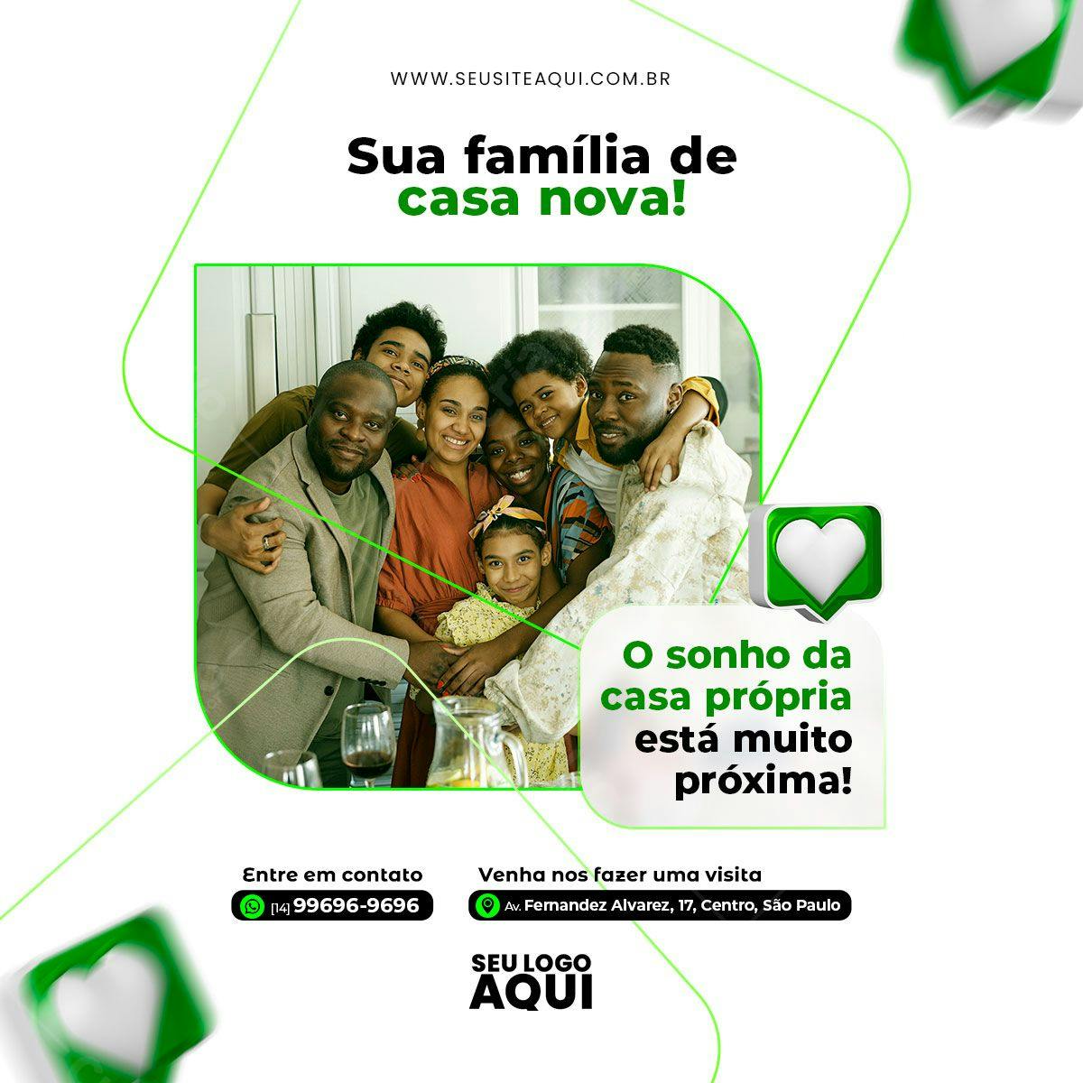 Post para Redes Sociais Família Casa Nova PSD Editável