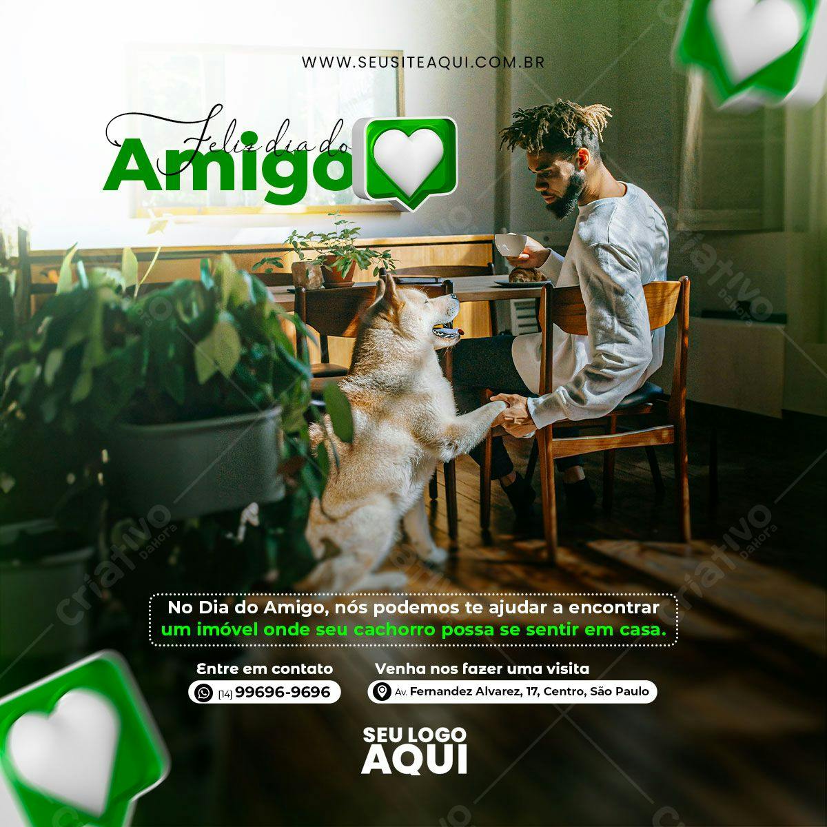 Post para o Dia do Amigo com Cachorro PSD Editável