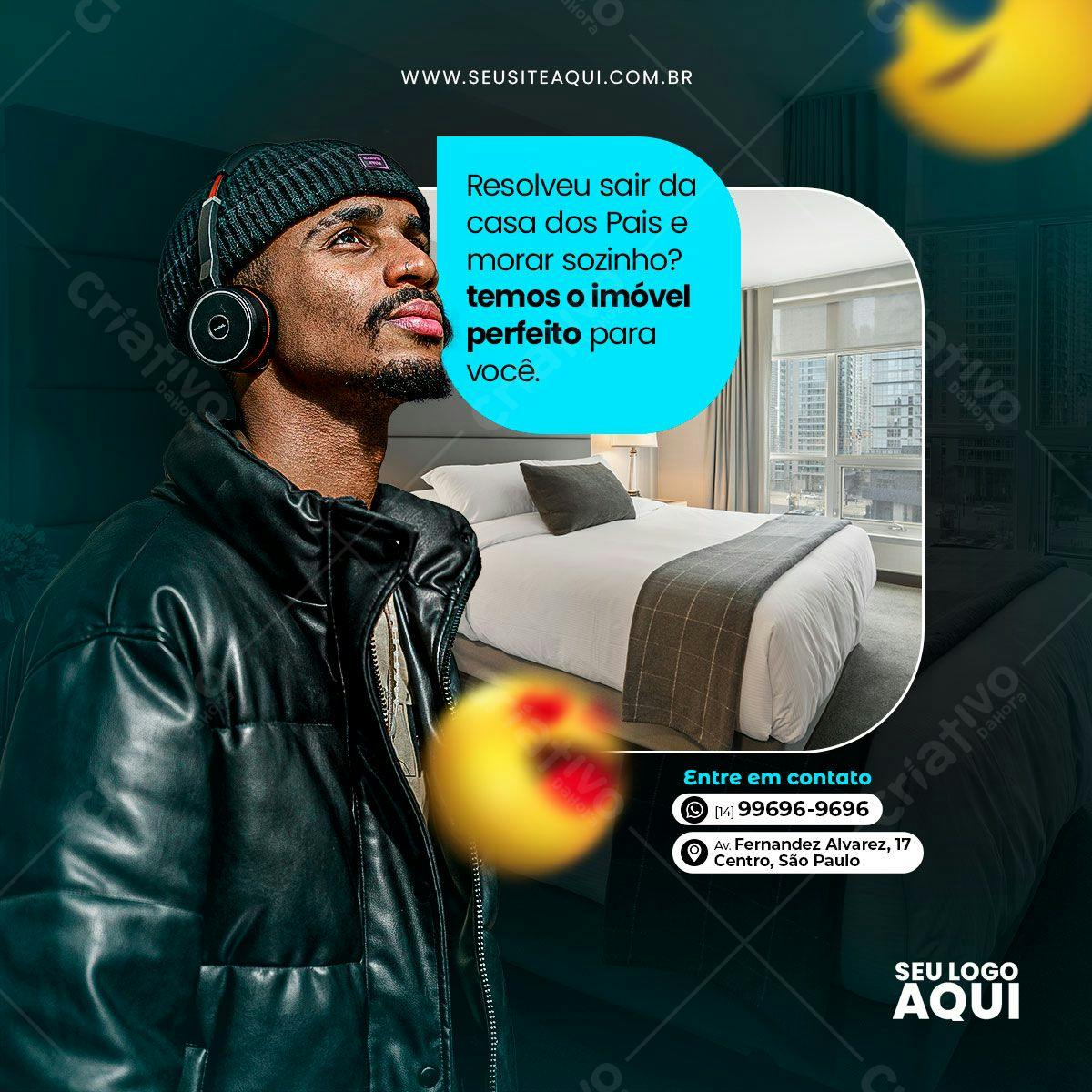Modelo de Anúncio Imobiliário para Solteiros PSD Editável