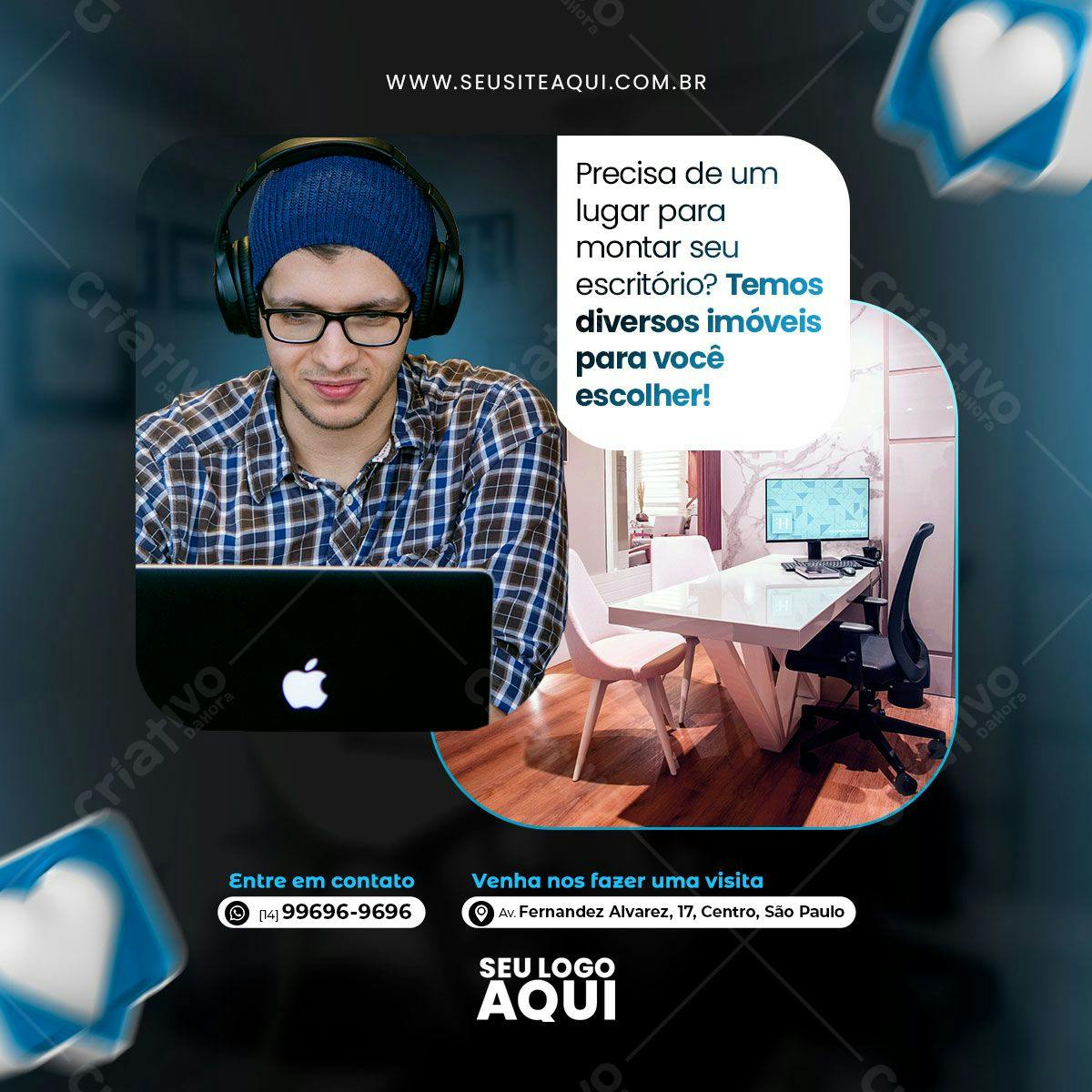 Post para Redes Sociais Imóveis PSD Editável