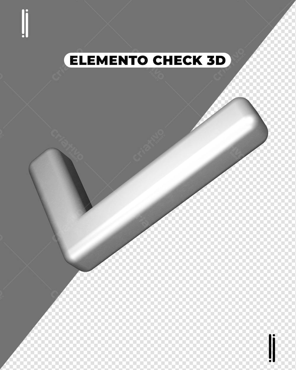 Elemento 3D  Check Prata  Ok  Verificação