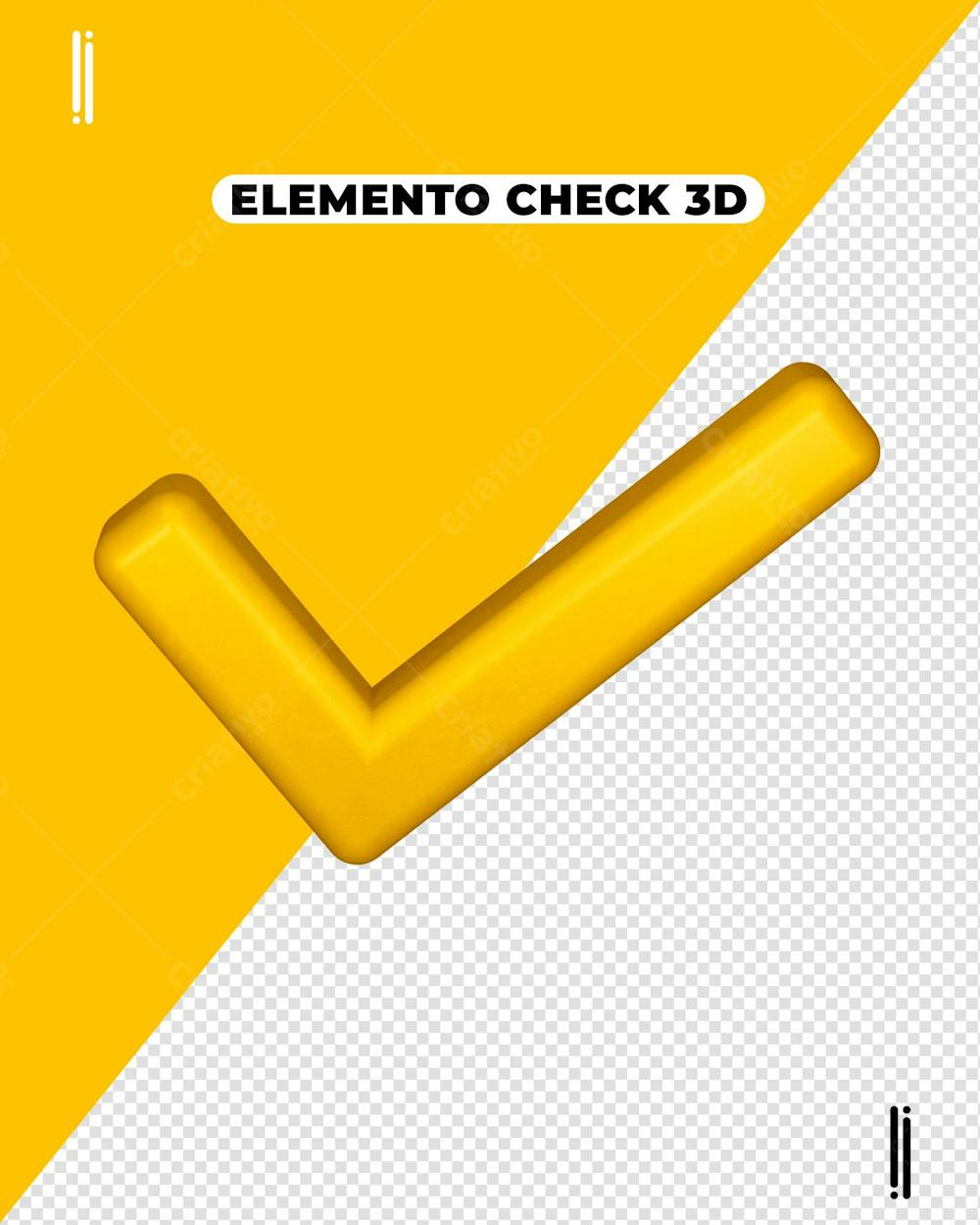 Elemento 3D  Check Amarelo  Ok  Verificação