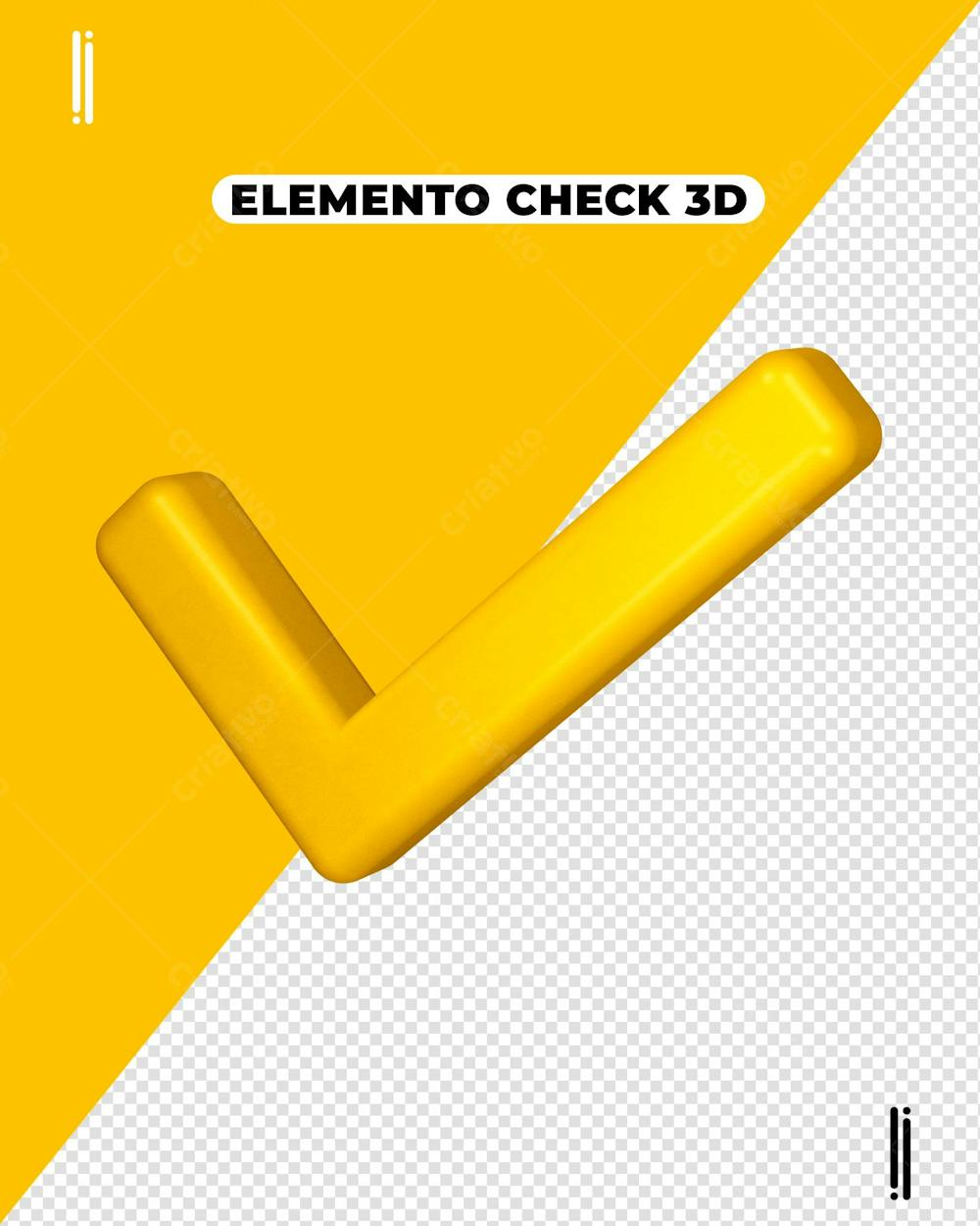 Elemento 3D  Check Amarelo  Ok  Verificação