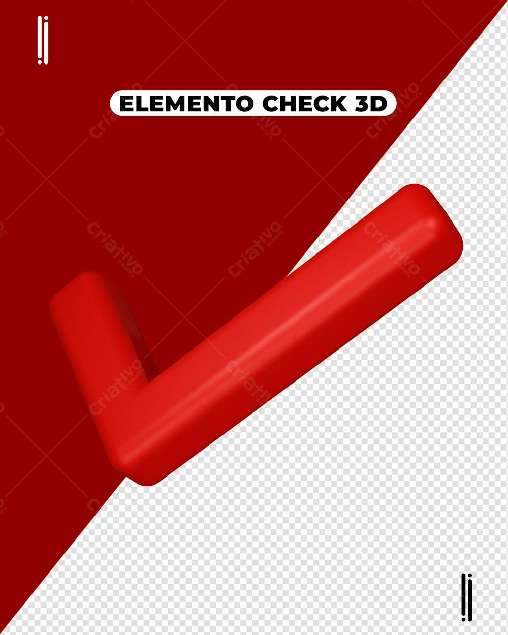 Elemento 3D  Check Vermelho  Ok  Verificação