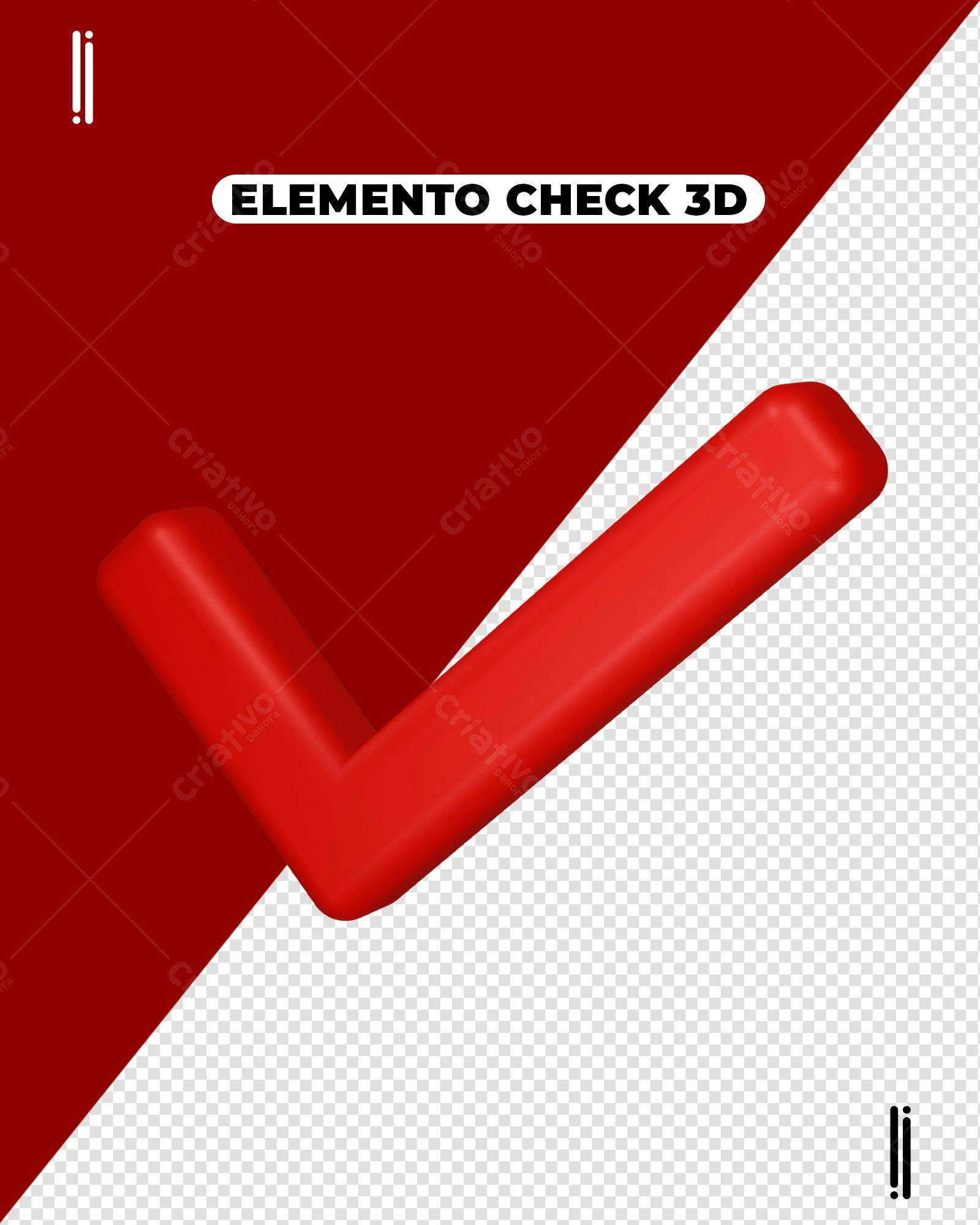 Elemento 3D Check Vermelho PSD Editável