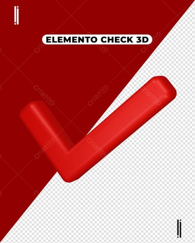 Elemento 3d check vermelho ok verificação