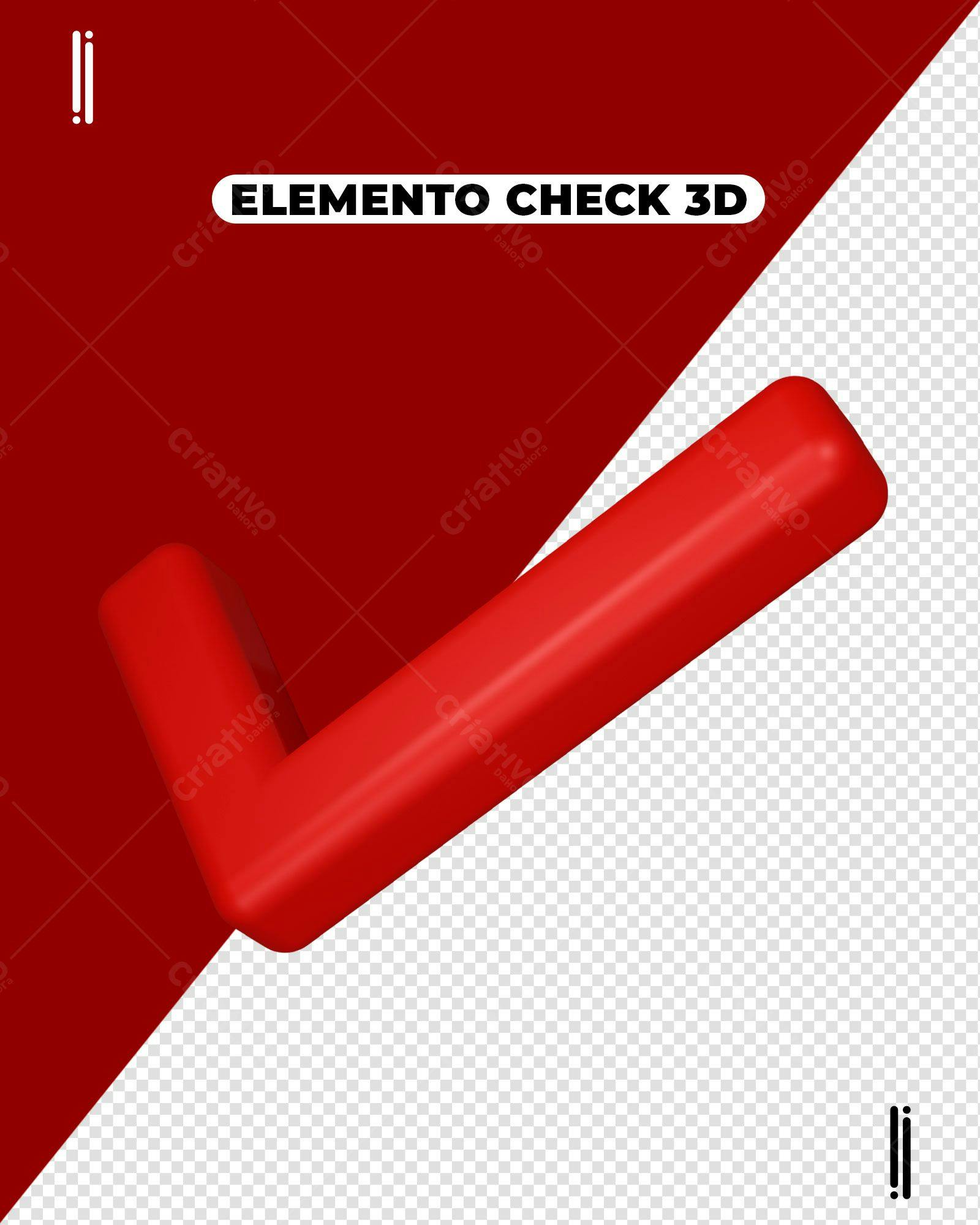 Elemento 3D Check Vermelho PSD Editável