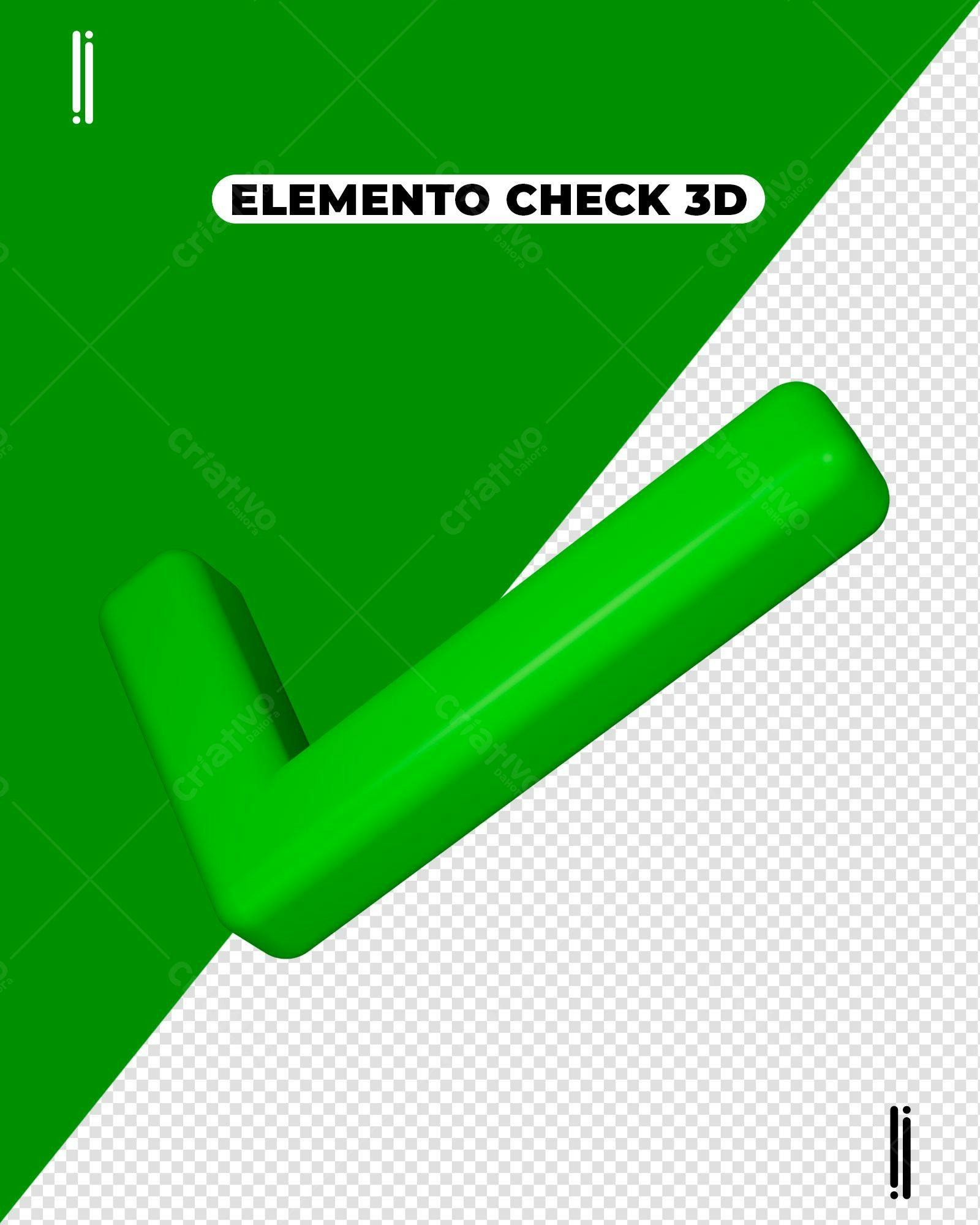 Elemento 3D Check Verde PSD Editável