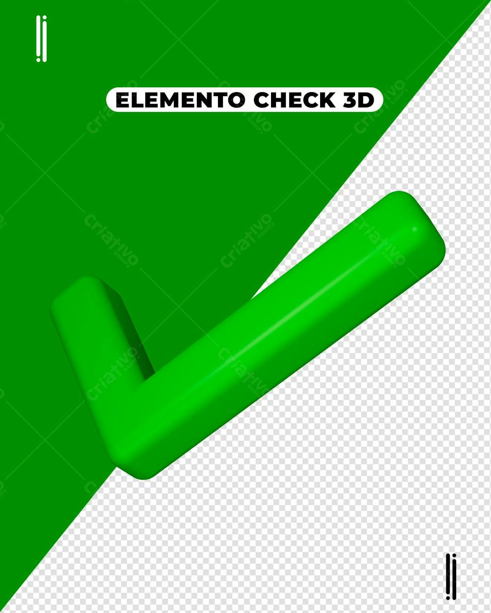 Elemento 3D  Check Verde  Ok  Verificação