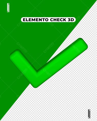 Elemento 3d check verde ok verificação