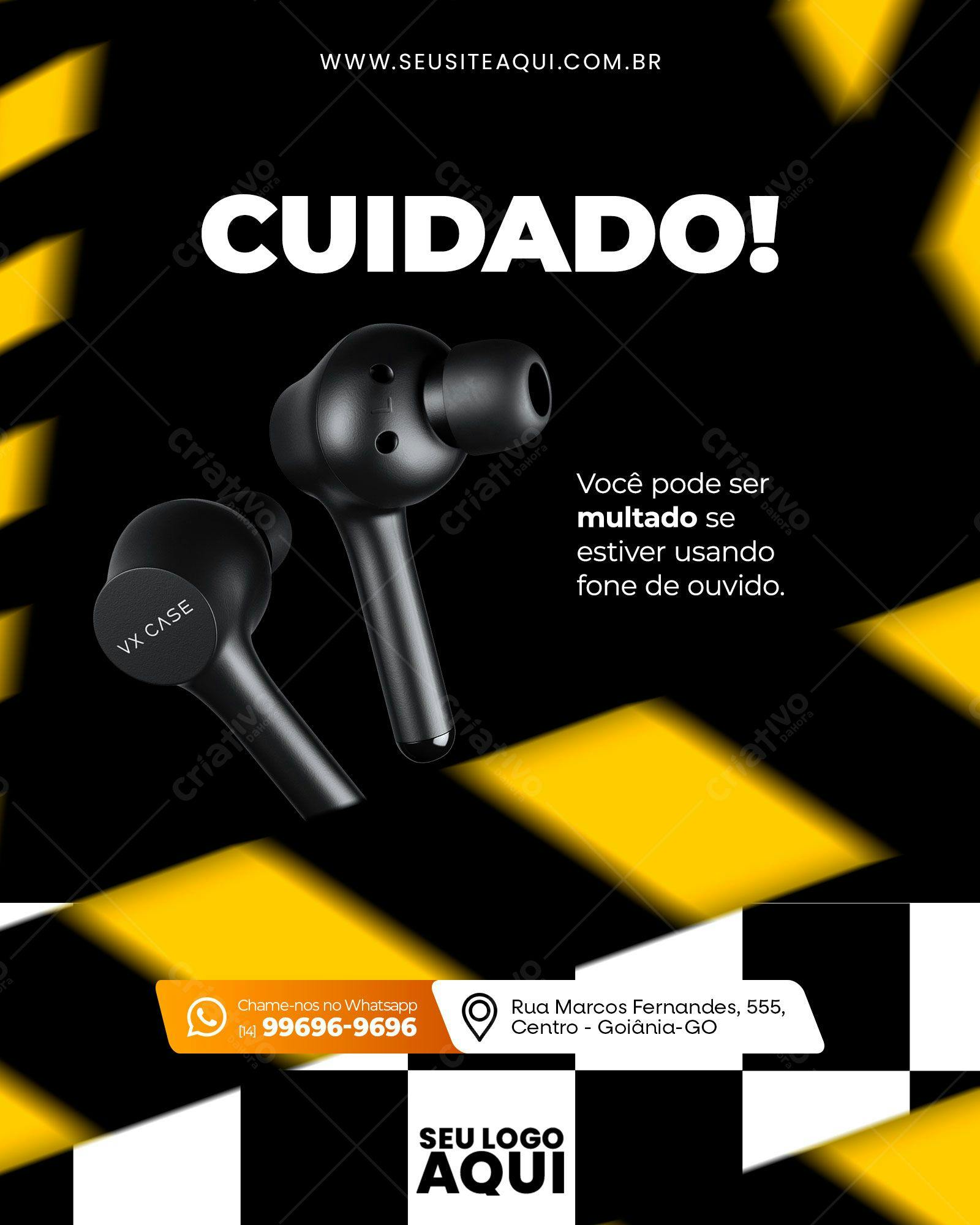 Post para Redes Sociais sobre Segurança no Trânsito PSD Editável