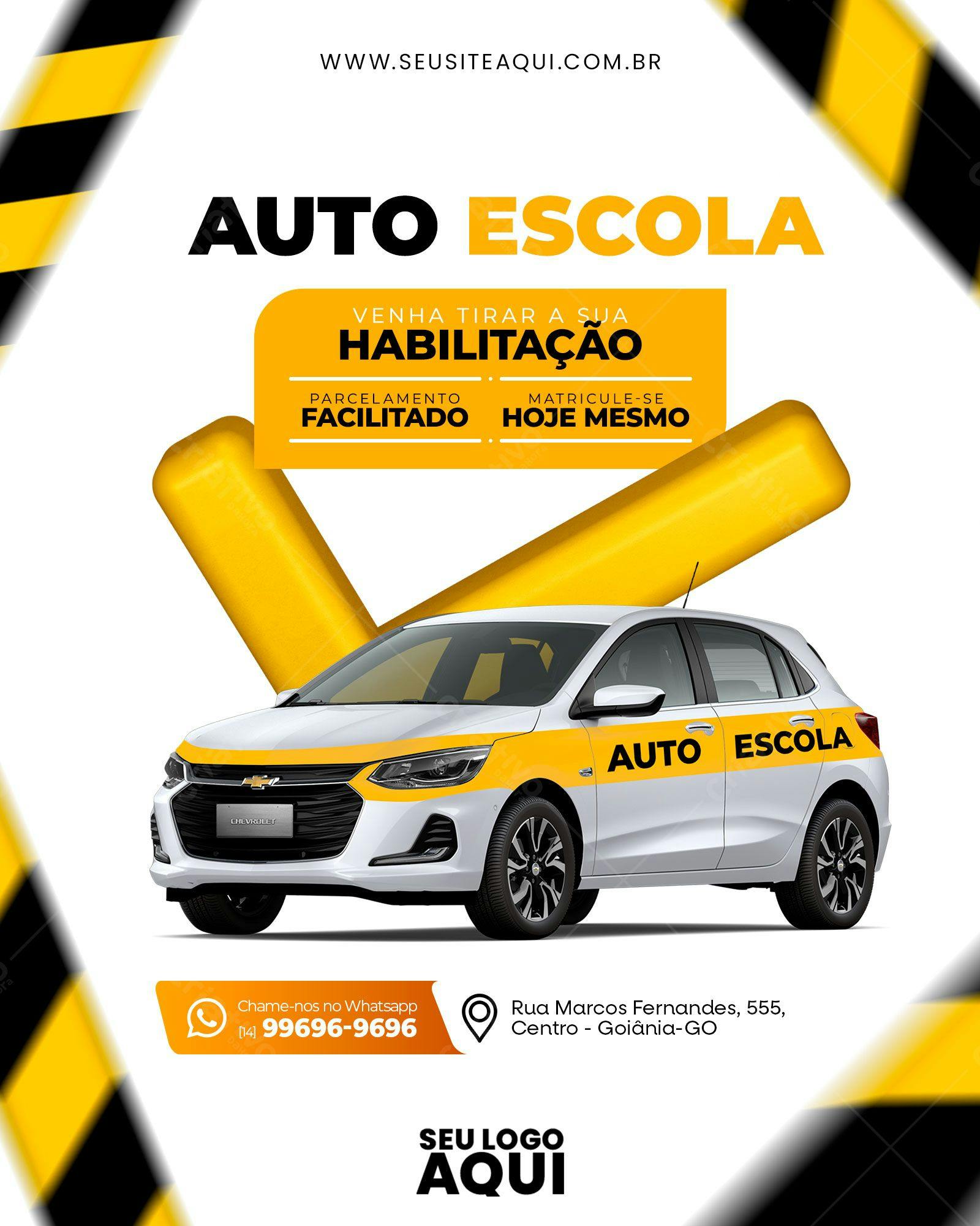 Template de Post para Redes Sociais Auto Escola PSD Editável