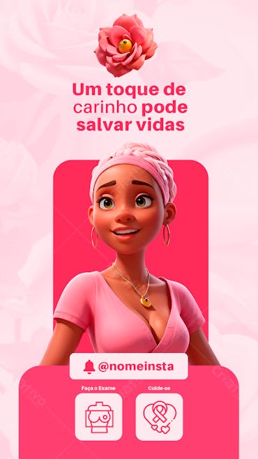Story Acompanhe Seu Exames    Outubro Rosa Social Media