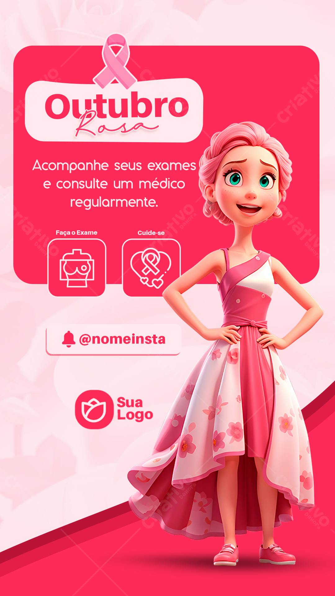 Modelo para Outubro Rosa PSD Editável