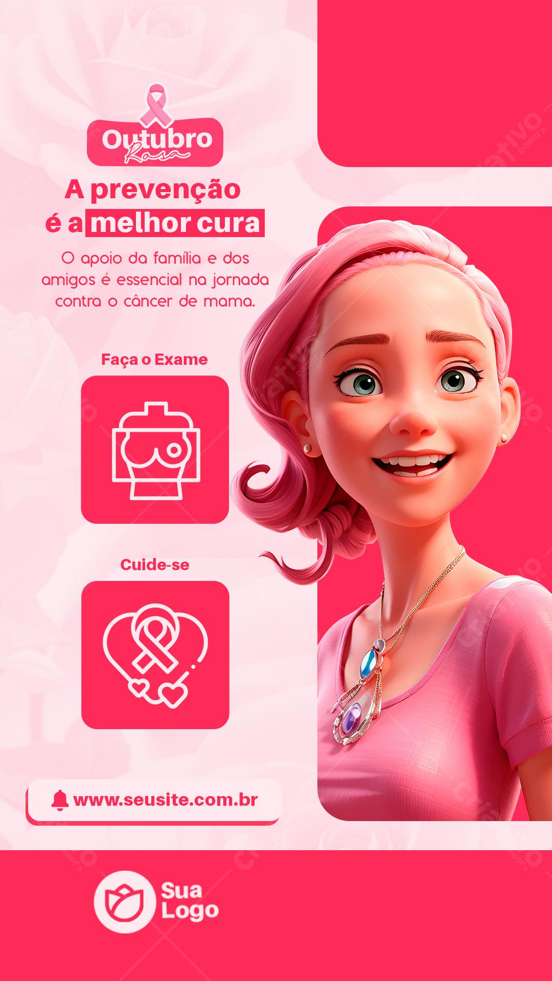 Cartaz Outubro Rosa PSD Editável