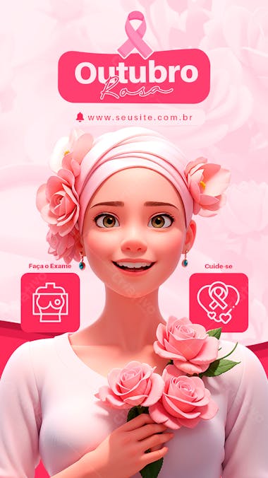 Story cuide se outubro rosa social media