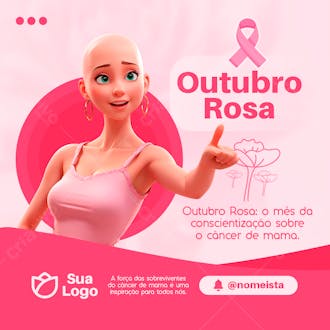 Outubro rosa mês da conscientização sobre o câncer de mama