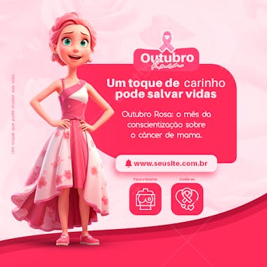 Um toque de carinho pode salvar vida outubro rosa social media