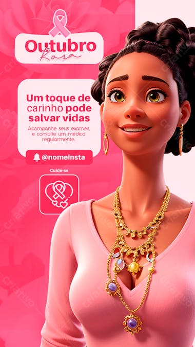 Story um toque de carinho outubro rosa social media