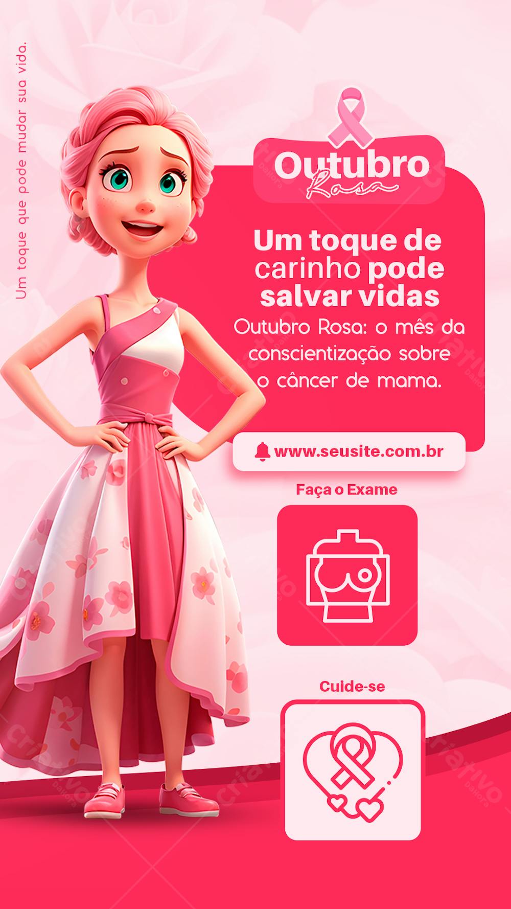 Story Um Toque De Carinho Pode Salvar Vida   Outubro Rosa Social Media