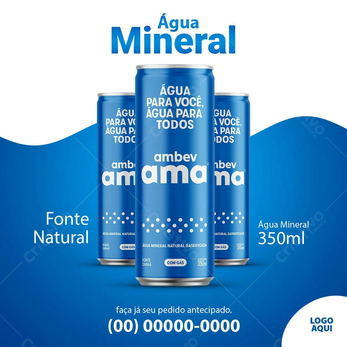 Mockup de Embalagem para Água Mineral PSD Editável
