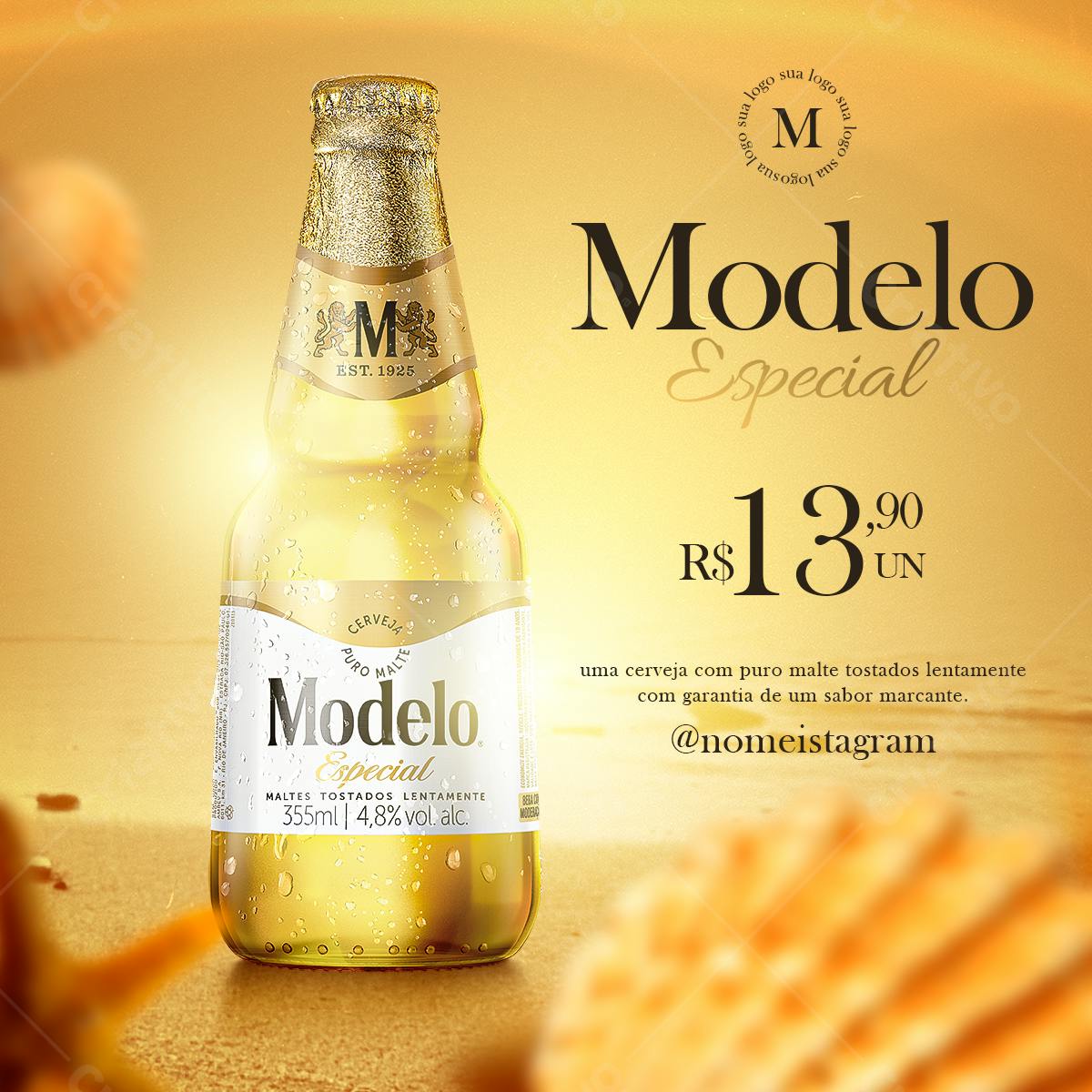 Modelo de Garrafa de Cerveja para Propaganda PSD Editável