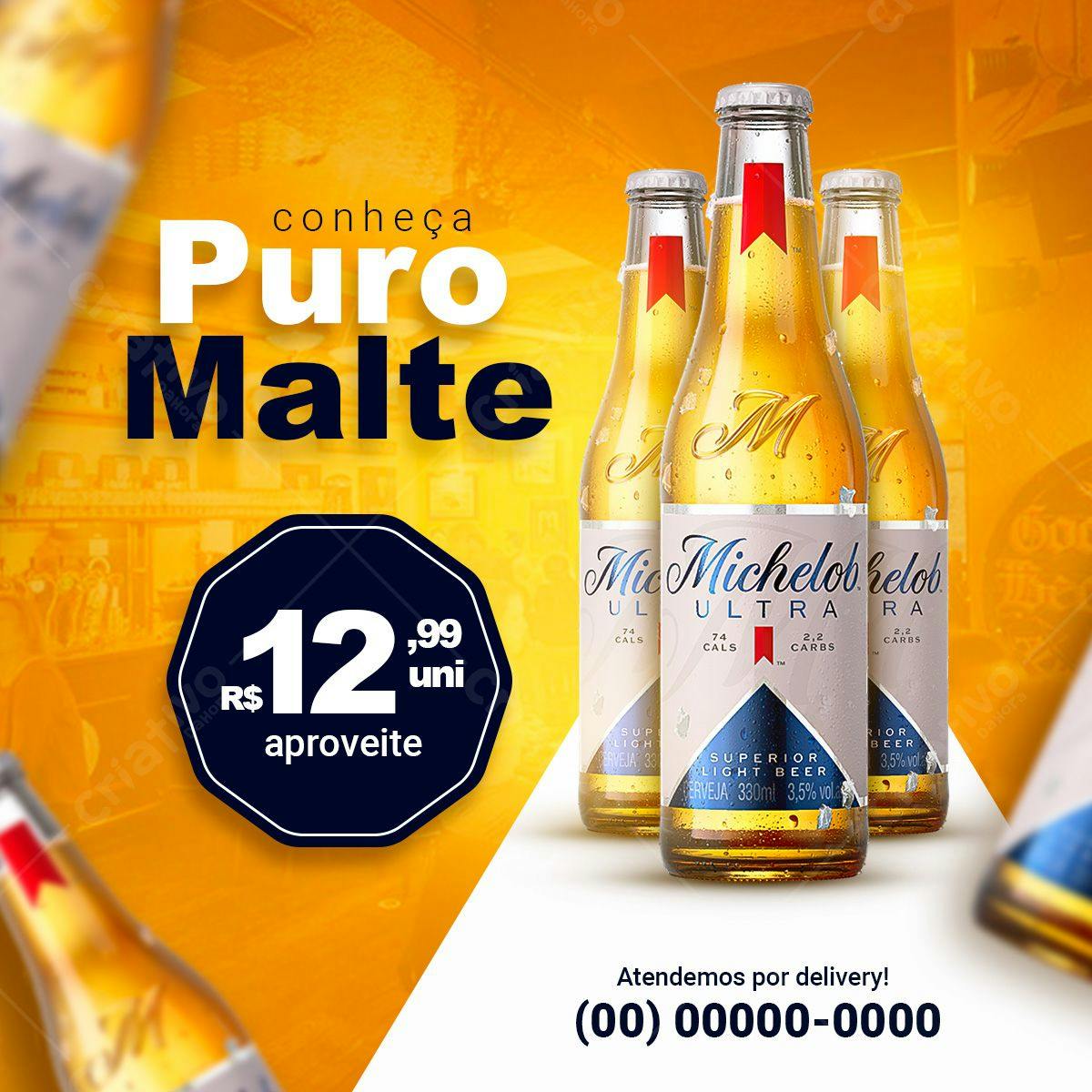 Banner Cerveja Puro Malte PSD Editável