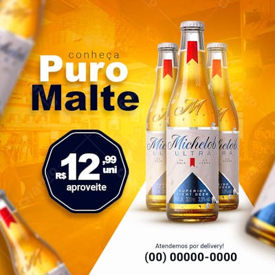 Social Media Serveja Michelob Ultra   Psd Editável