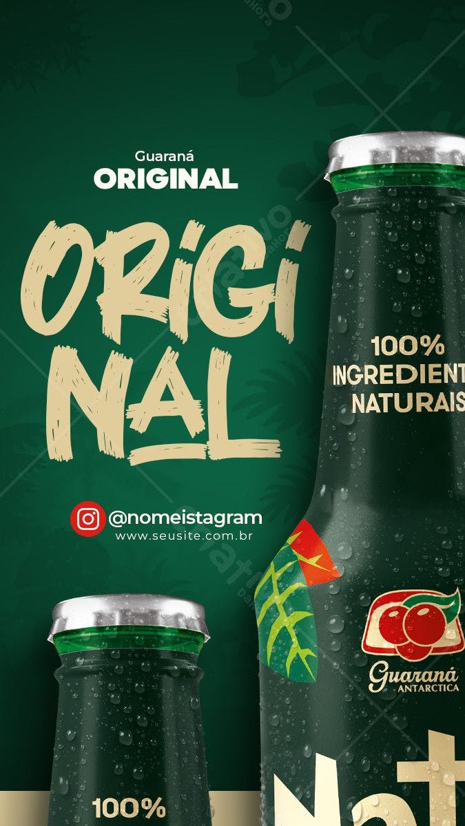 Modelo de Garrafa Guaraná PSD Editável