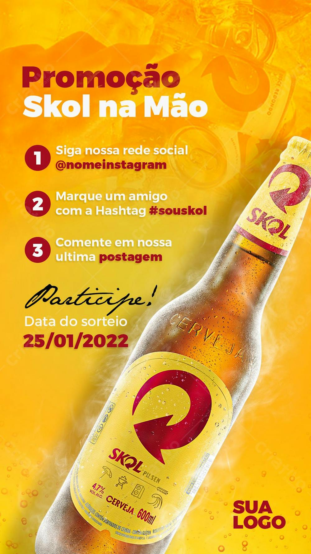 Stories Promoção Skol Na Mão   Psd Editável