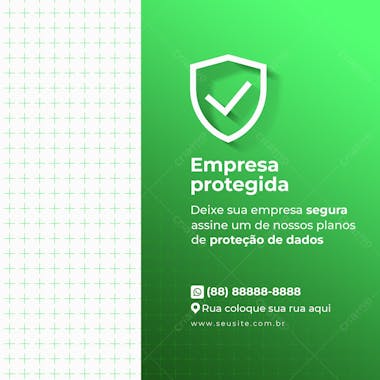 Empresa protegida com nossos planos de segurança virtual de dados psd editável