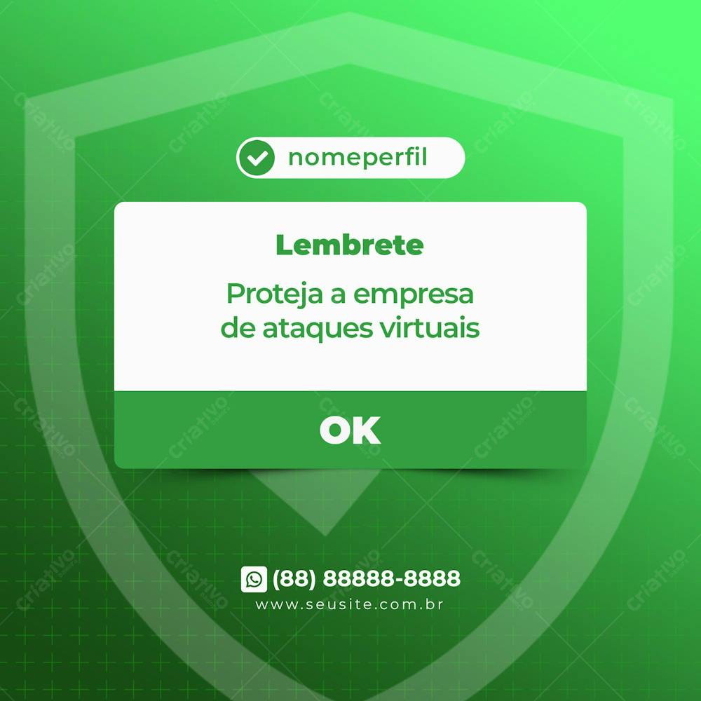 Lembrete Instagram Proteja A Empresa De Ataques Virtuais Psd Editável